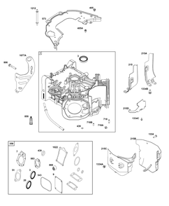 Cylinder Group Diagram and Parts List for 61G877-0004-J1 400000 - 699999 Briggs and Stratton Engine